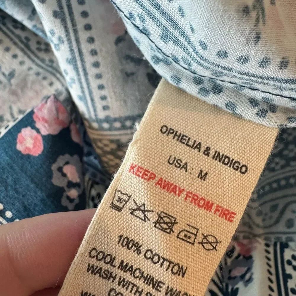 Nwt Ophelia & Indigo Edith Maxi Skirt Vintage Floral Blue Boho Block Medium — image 8 of 8